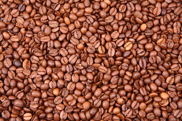 Coffee beans in close up - background