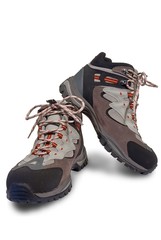two elegant touristic boots on a white background