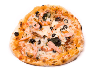 Pizza with crude Motstsarella, sauce a mafia, a cream from artic