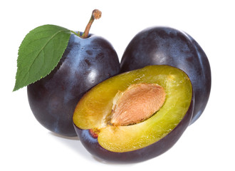 plums with leaf