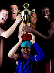 Young group with trophee