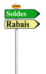 panneau signalisation soldes rabais affaires, fond blanc