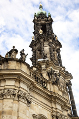 Fototapeta na wymiar The Spire of the Catholic Court Church in Dresden