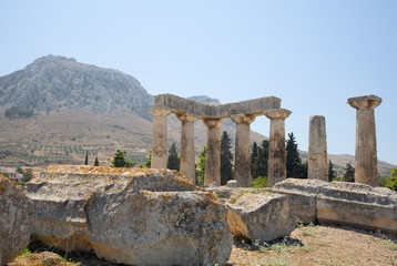 Temple of Apollo at Corinth, with Acrocorinth background © Adrio
