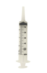 2 oz.catheter tip syringe on a white background