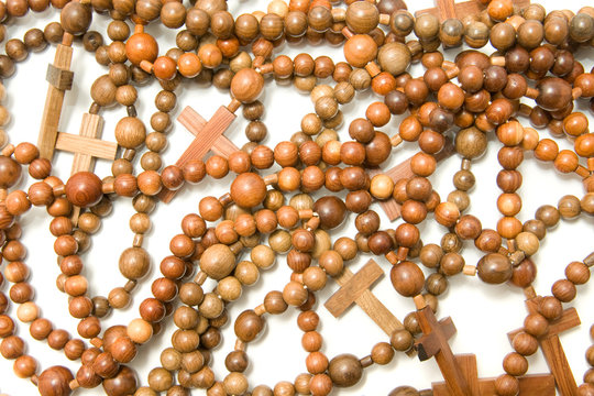 Large Group Of Wooden Rosary Beads