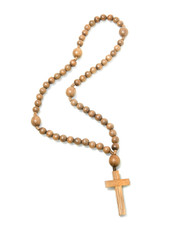 Naklejka premium Top view of Wooden rosary beads