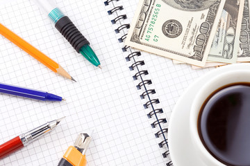 pens, dollars and coffee