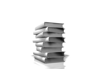 Pile of white books over white background