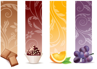 Set of different food banners