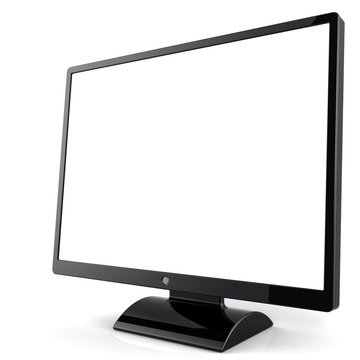 Flat computer monitor with blank screen. 3d render (Hi-Res)
