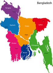 Map of People's Republic of Bangladesh with provinces