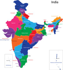 Map of the Republic of India with states