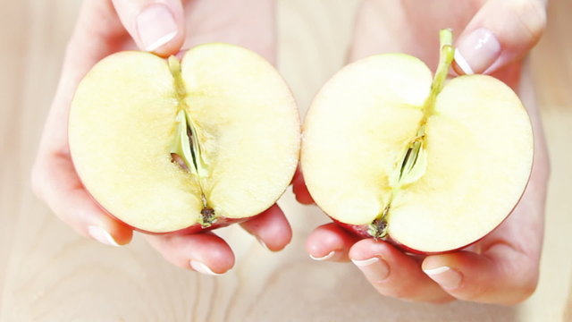 two halves of an apple
