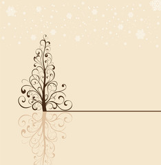 Christmas tree on beige background