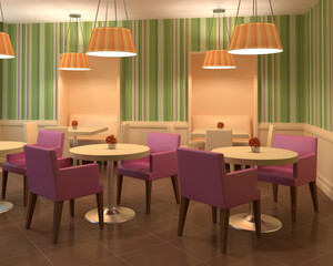 Modern colourful coffee house