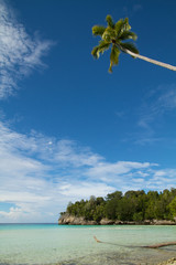 Paradise white sand blue water tropical island beach