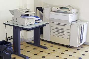 Office room with photocopier and fax machine