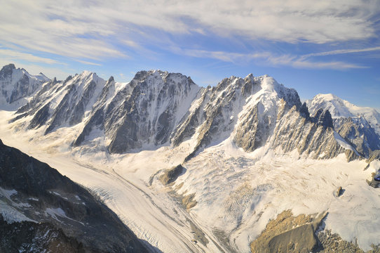 vue aérienne du glacier d'argentière