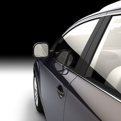 Dynamic view of the modern car from the driver's door