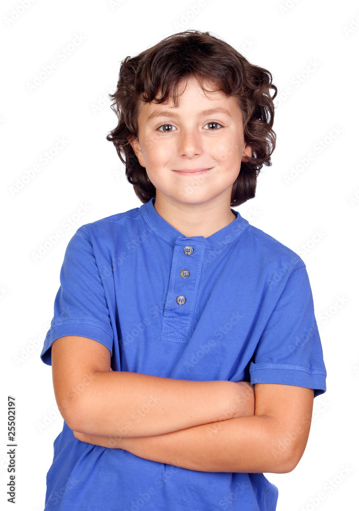 Sticker funny child with blue t-shirt