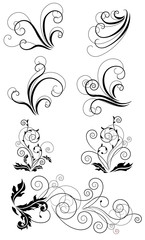 Set of ornate floral design elements