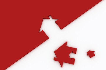 3d Red house sign isolated on white