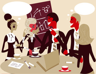 Business group meeting portrait - Five business people working t