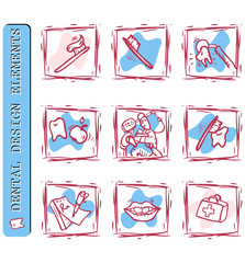 At dentist's office icons set clipart