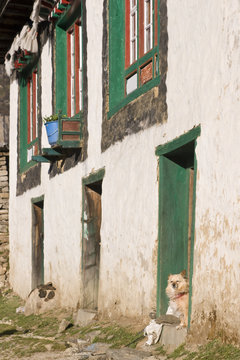 Tibetan style house in the Himalayan village of Namche Bazar