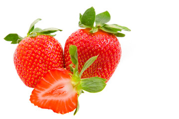Strawberries isolated over white background, studio shot