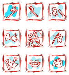 At dentist's office icons set clipart