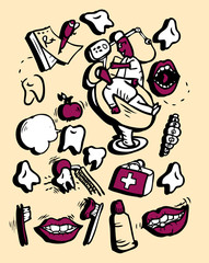 Vector doodly style icon set Medicine Part 1