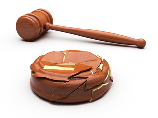 gavel and broken anvil