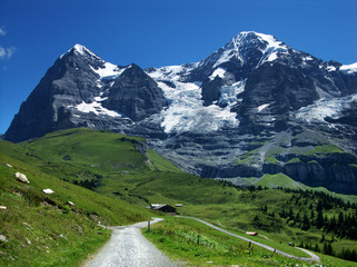 Fototapeta na wymiar Eiger and Monch mountains in Switzerland Alps