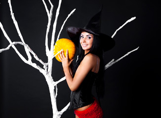 witch with a pumpkin