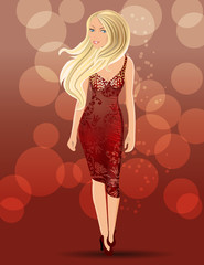 Beautiful elegant walking blonde