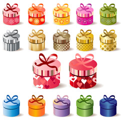 Set of different colorful presents