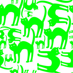 green cats pattern isolated on white background