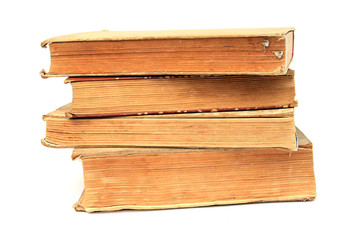 old books on white background