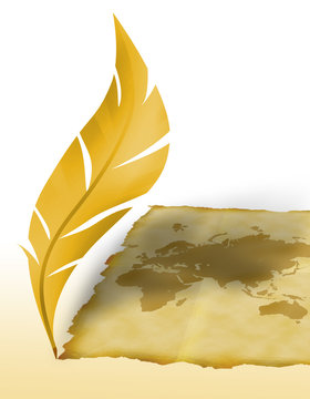 Fototapeta 古地図とペン