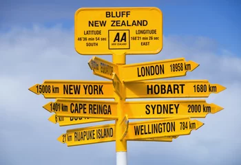 Poster Wegwijzer bij Bluff in Nieuw-Zeeland. © Kingsman