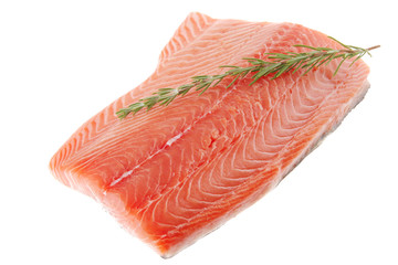 fresh uncooked salmon fillet with rosemary