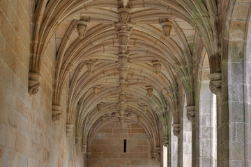 Arcade in church in Mosteiro de Poio in Spain