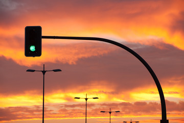 Traffic lights on the street in Salamanca in Spain