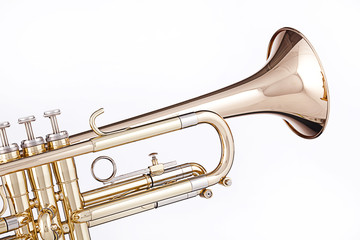 Fototapeta na wymiar Gold Trumpet Isolated On White