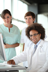 Fototapeta premium closeup of doctor and nurses in a meeting