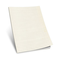 ilustracion 3d cuaderno cuadriculado en blanco