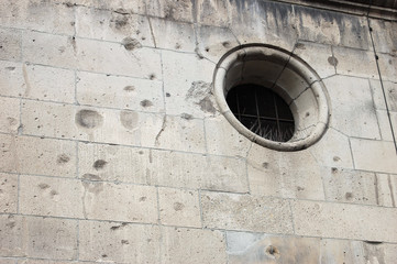 Bullet.Holes in Church Wall