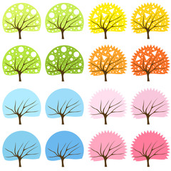 Colorful tree set vector background